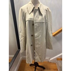 London Fog Maincoats Trench Coat Mens XL Tan Excellent Paisley Lining Vintage